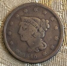1840 Braided Hair large cent, small date