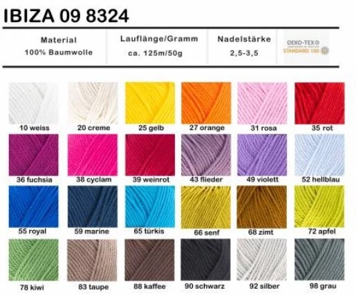 50g Twister IBIZA 100% Baumwolle Baumwollgarn Häkelgarn Häkeln Amigurumi Stricke - Bild 1 von 1
