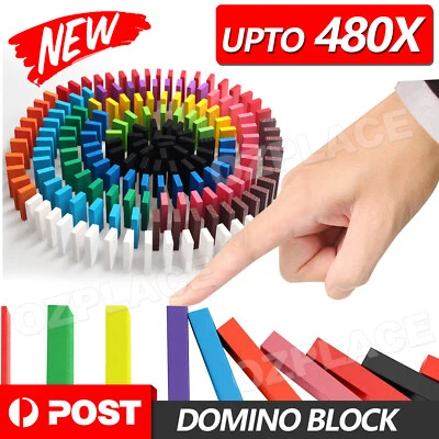 480pcs Wooden Domino Blocks Tiles Tumbling Dominoes Knock Down Kids Toys AU - image 1 of 4