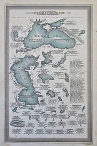 Lakes & Seas Eastern Hemisphere Comparative Chart 1832 Carey & Lea engraved map - Picture 1 of 2