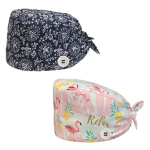 2PK Nurse Hat Cotton Surgical Scrub Bouffant Doctor Kitchen Sweatband Adjustable - Picture 1 of 7