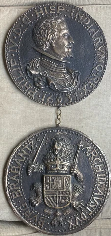 2 Pc Lot Vintage Spanish Medallion Wall Coin Replica Plaques Cover