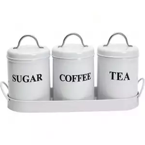 3-Piece Kitchen Canister Set: Tea, Coffee and Sugar Canisters with Sealing Lids - Picture 1 of 6