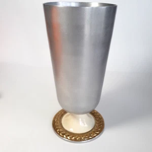 Flower Vase Silver Tone Marigold Artisans Decorative Made India W/Box 8in. NWT - Picture 1 of 19