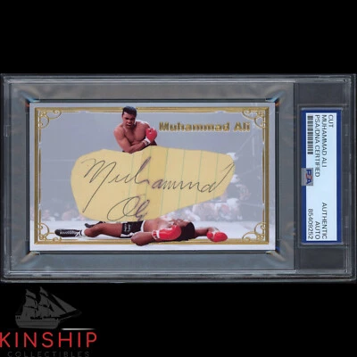 Muhammad Ali signed Cut 3x5 Custom Card PSA DNA Slab Boxing HOF Auto C3814 - Image 1 of 2