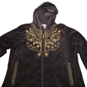 Glitterscape Hoodie Black W/Gold Trim @pockets, Cuffs Bottom And Hood Women XL - Picture 1 of 15