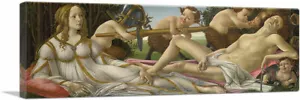 ARTCANVAS Venus and Mars 1480 Panoramic Canvas Art Print by Sandro Botticelli - Picture 1 of 11