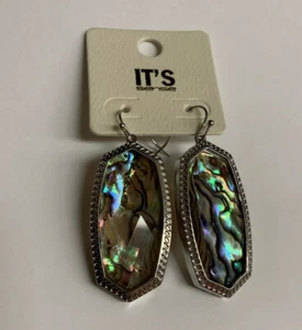 Earrings Iridescent Elongated Silvertone Alloy Fishhook Fashion Jewelry Women  - Picture 1 of 5