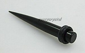 1 Black Acrylic Ear Lobe Expander Taper Stretcher With O Rings - Size 1g 7mm