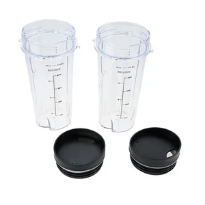 2Pc 16oz Ninja Blender Cup With Scale Sealing Cap Fit Professional Blender BL660 - Picture 1 of 15