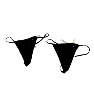 Victorias Secret Tanga Tanga en V Negro Ropa Interior Conjunto de 2 Mujeres Talla Mediana NUEVO - Imagen 1 de 6