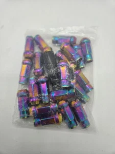 Neo Chrome Lug Nuts Carbon Steel Extended Tuner M12 x P1.25 with Key (Set of 20) - Picture 1 of 7