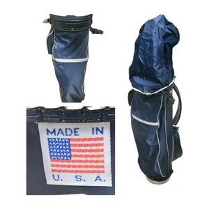 VTG Hot-Z Retro Golf Bag 6 Way Leather & Canvas Original Rain Cover MADE IN USA - Picture 1 of 9