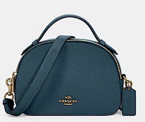 Borsa a tracolla Coach Serena borsa a tracolla in pelle blu pavone manico superiore 1589