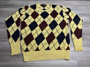 Suéter Vintage Polo Ralph Lauren Argyle Para Hombres Mezcla de Lino Talla M Preppy Abuelo - Imagen 1 de 5