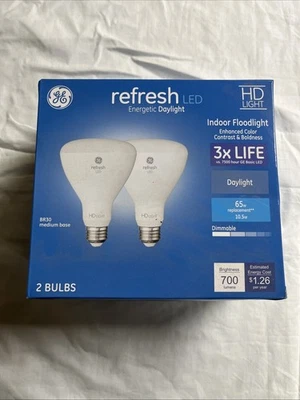 2 GE 65-Watt BR30 HD Light "refresh" LED Floodlight Bulbs - 650 Lumens - 5000K - Image 1 of 4