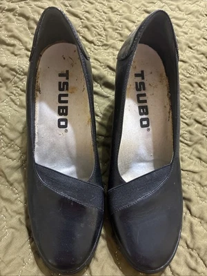 Zapatos de plataforma de cuña de cuero negros para mujer Tsubo, talla 7,5, estilo 8377 Foto 1 de 4