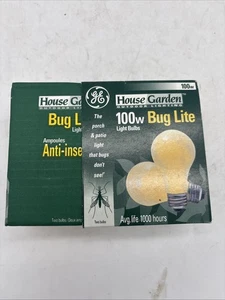 Vintage GE 100 WATT YELLOW BUGLITE 2 PACK Light Bulbs! Hard to Find! Rare! - Picture 1 of 5