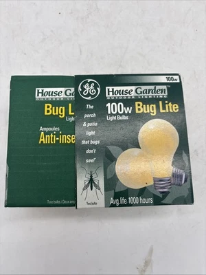 Vintage GE 100 WATT YELLOW BUGLITE 2 PACK Light Bulbs! Hard to Find! Rare! - Image 1 of 4