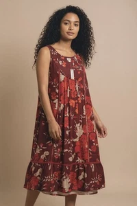 Vestido sin mangas Anthropologie Tiny Moonrise con volantes XL Boho Lagenlook Otoño Fluido NUEVO - Imagen 1 de 8