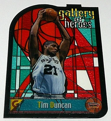 Tarjeta troquelada vitral galería Tim Duncan Topps 1999-2000 #GH5 Foto 1 de 2