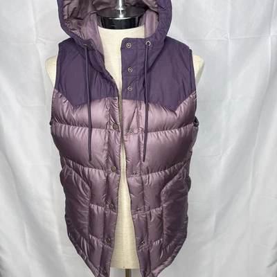 Chaleco Patagonia Mujer L Púrpura Lavanda Plumón Aislante Capucha Snap Yugo Occidental Foto 1 de 4