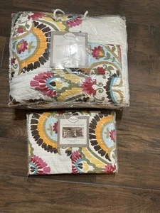 New Windsong Paisley 100% Cotton Full/Queen Quilt & Shams Set 3 Pc - Picture 1 of 7