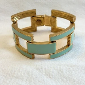 Vintage J. Crew Aqua Enamel Link Bracelet - Picture 1 of 6