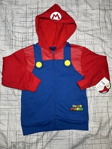 Super Mario Boys Hoodie Jacket Size X-Small Zip Up Hoodie Kids NWT - Picture 1 of 3