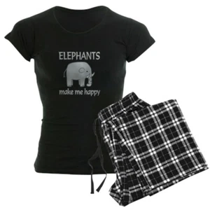CafePress Elephant Happy Women's Dark Pajamas Women's Dark PJ (1342103934) - Picture 1 of 79