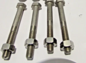 1/4-28 X 2-1/4" STAINLESS STEEL HEX HEAD CAP SCREW-WITH- NUTS-4 PACK - Picture 1 of 11
