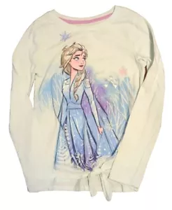 Disney Frozen II Elsa Girls Long Sleeve Light Blue Knotted Shirt L (10-12) - Picture 1 of 6