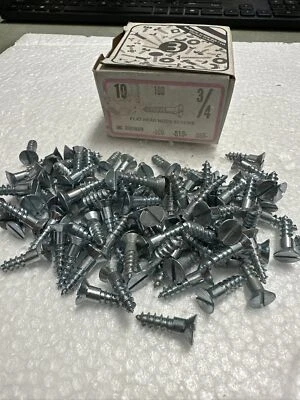 (Box of 100) #10 x 3/4" Slotted Flat Head Wood Screws Zinc Chromate - Image 1 of 4