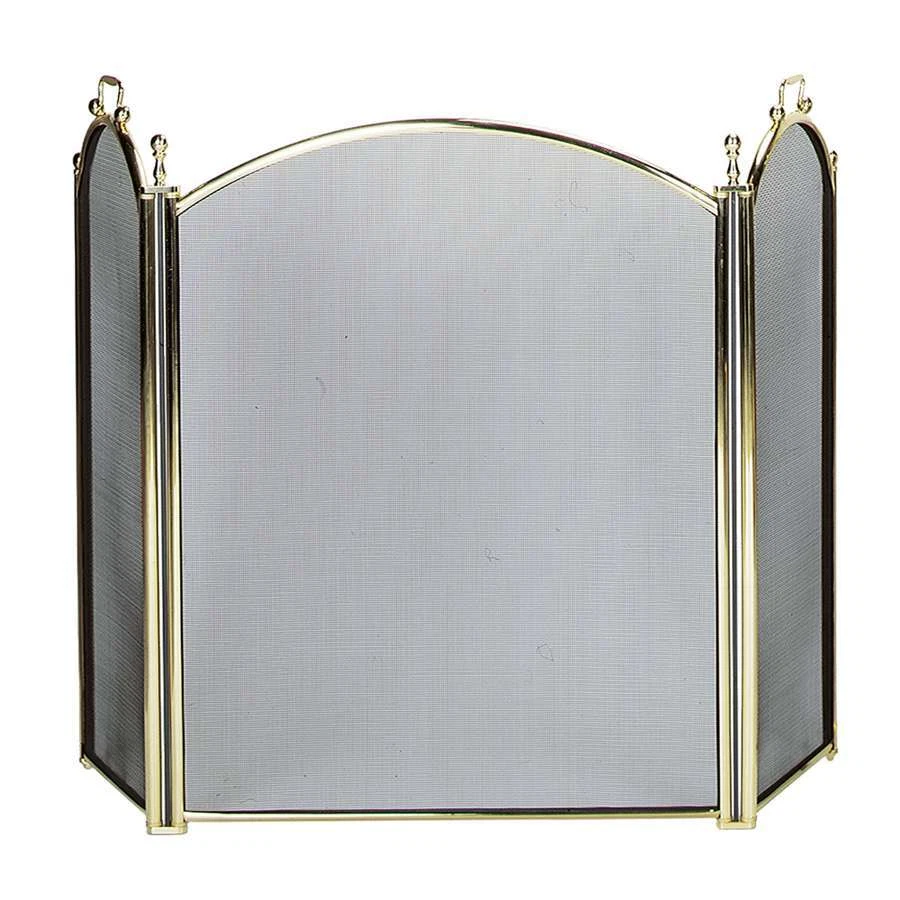 Pantalla de latón pulido de gran diámetro Uniflame de 3 pliegues con malla tejida - S-2730 Foto 1 de 1