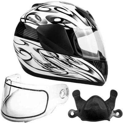 Snowmobile Helmet Youth Kids Black White Full Face Sledding Snow Machine Foto 1 de 4