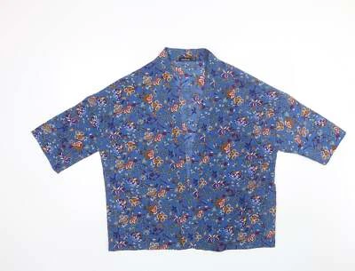 Boohoo Mujer Azul Cuello en V Floral Poliéster Encogimiento Jumper Talla S Foto 1 de 4