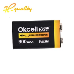 1PCS 9V 900mAh Rechargeable Li-ion Battery USB Charge For Multimeter Microphone - Picture 1 of 6