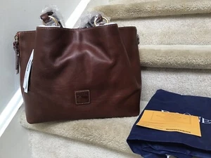 Dooney & Bourke Florentine Leather Large Zip Barlow Satchel in CHESTNUT - Picture 1 of 6