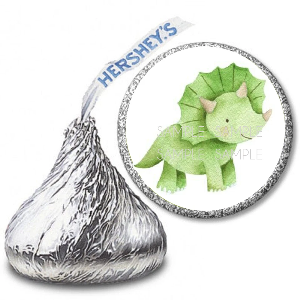 108 Green Dinosaur Stegosaurus Birthday Favors Hershey Kiss Labels Kiss Stickers - Image 1 of 1