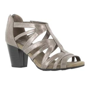 Easy Street Women's Amaze Metallic Heeled Sandals Pewter Size 6 1/2 - Picture 1 of 6