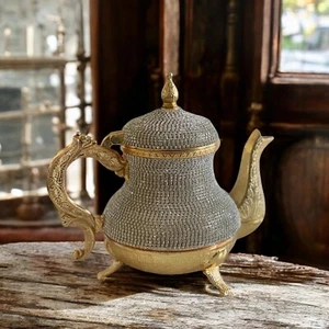 Handmade Swarovski Crystals Coated Teapot Home Decor Gold Color SPECIAL GIFT - Picture 1 of 4
