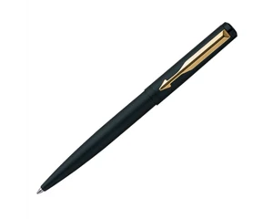Parker Vector Matte Black Ball Point Pen BP New Gold Trim GT Blue Ink Quink NIB - Picture 1 of 5