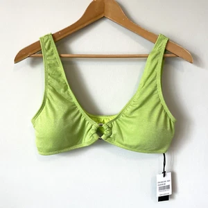 Top de Bikini Kendall + Kylie Brillante Verde Lima Plata Anillo Talla XL Acolchado Nuevo $120 - Imagen 1 de 12
