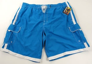 Joe Boxer Cargo Swim Shorts Men XXL Brief Mesh Lining Pockets Elastic Waist Blue - Picture 1 of 8