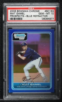 2006 Bowman Chrome Prospects Blue Refractor /150 Mat Gamel #BC153 PSA 10 GEM MT - Image 1 of 2