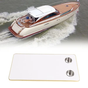 RV Table Top With 2 Cup Holders Fumigated Solid Wood Metal Sealed Edges Easy To - Picture 1 of 23