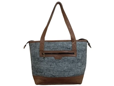 Handcrafted Nepali Felt & Leather Shoulder Bag - Image 1 of 4