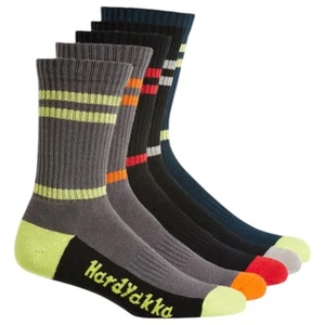 5 x Mens Hard Yakka Crew Work Multi Coloured Workwear Socks Shoe Size 7-12 - Picture 1 of 5