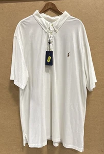 Ralph Lauren Polo Shirt Mens 3XL Tall White Knit Oxford Flesh Pony Golf Cotton - Picture 1 of 16
