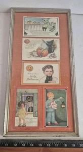 Lote de (5) postales antiguas de Halloween enmarcadas - Imagen 1 de 9